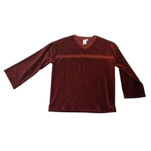 X-Girl Ribbed Velour V Neck Pull Over Size Small Oversized Rust‎ Color